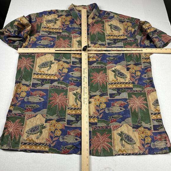 Tori Richard Mens Hawaiian Button Shirt Tropical Patchwork Short Sleeve Top XL - Picture 6 of 10